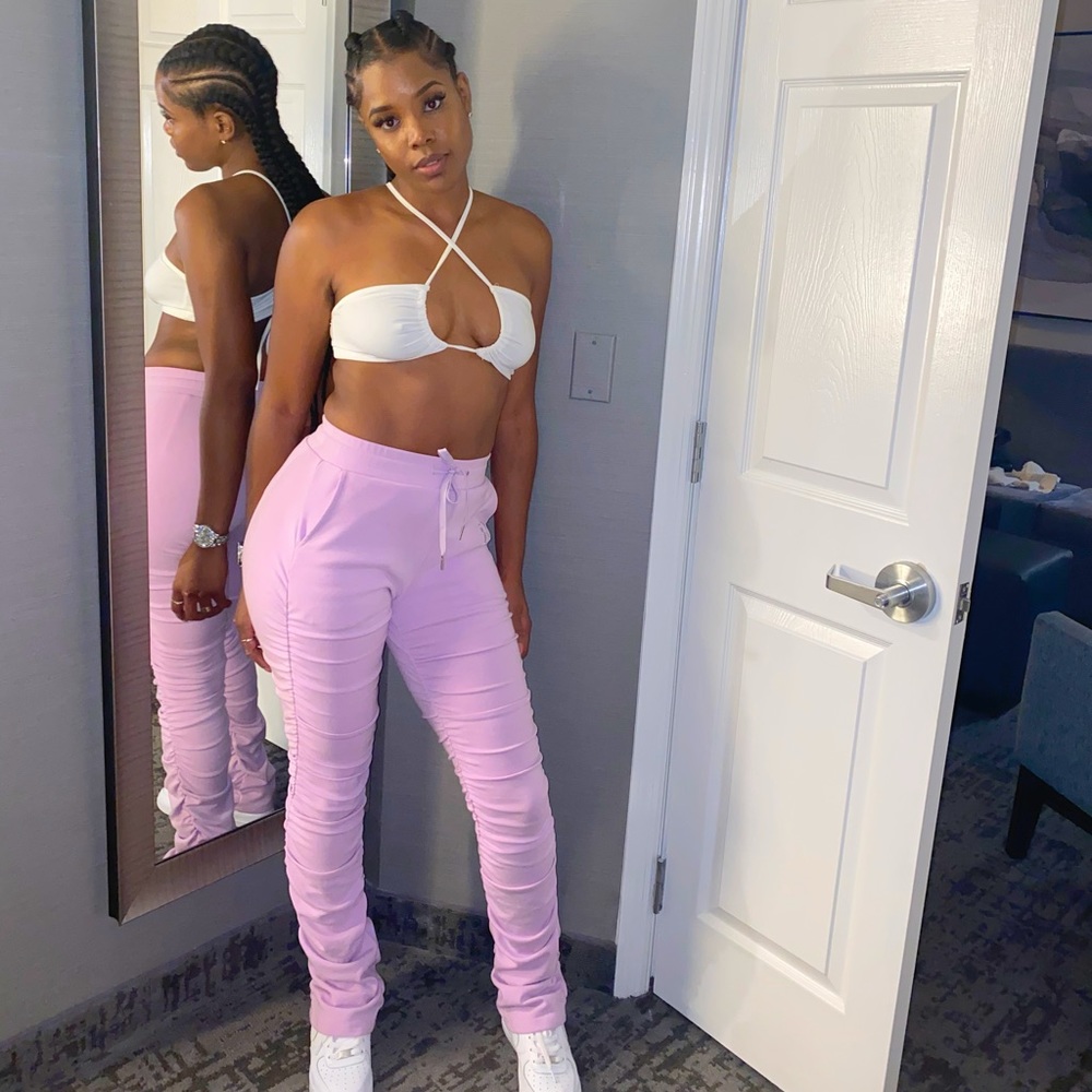 GSUWOO stacked pants